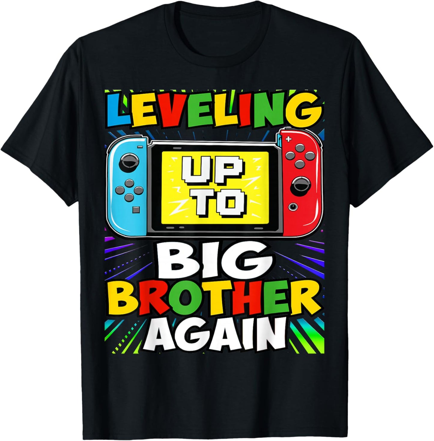 Funny Leveling Up To Big Brother Again Big Bro Gaming Gifts T-Shirt - T-Shirt | Black
