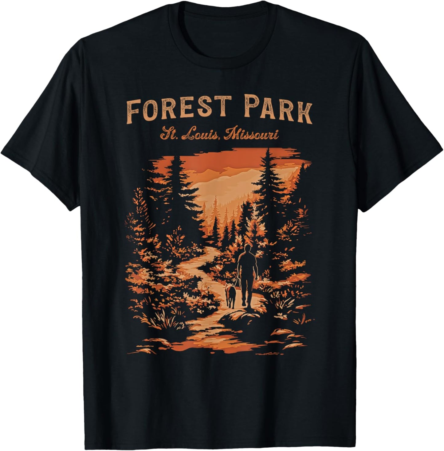 Forest Park St. Louis Missouri Vintage Hiking Trail T-Shirt - T-Shirt | Black