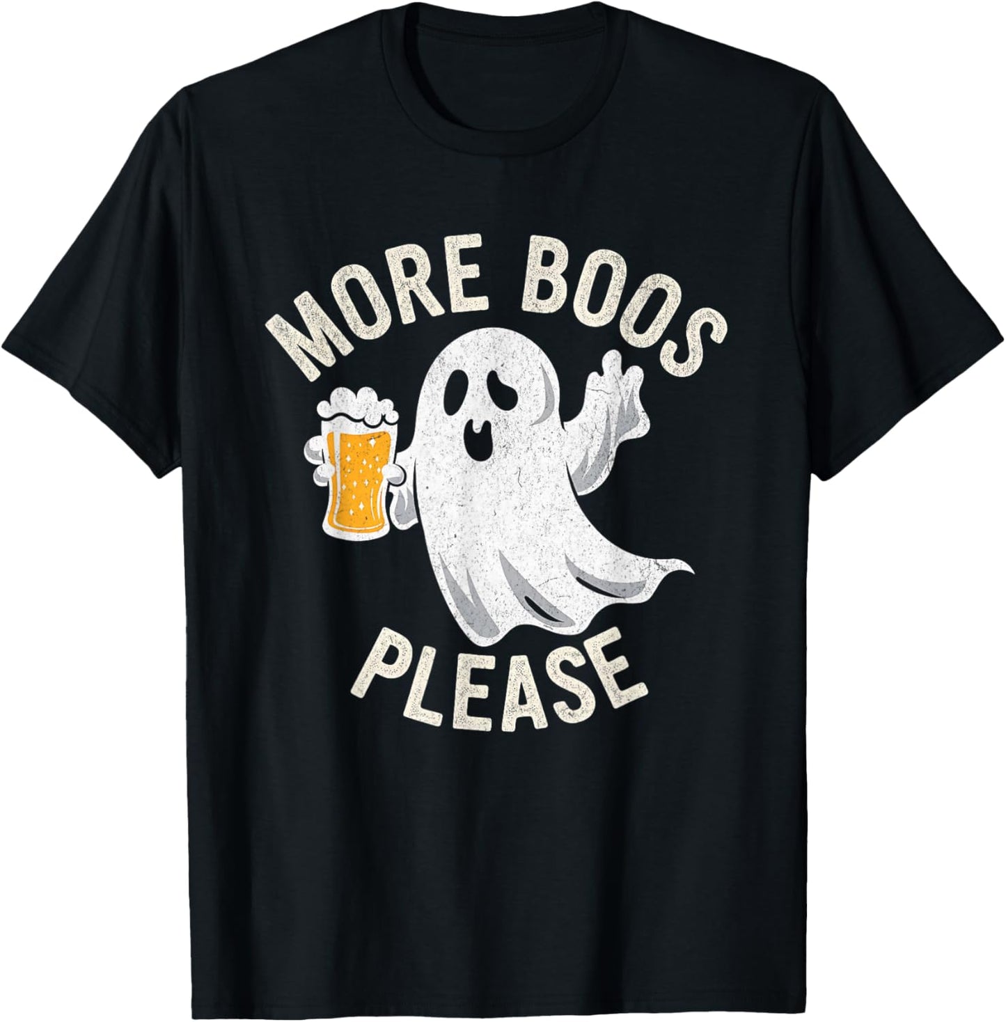 More Boos Please Ghost Funny Halloween Beer Drinking T-Shirt - T-Shirt | Black