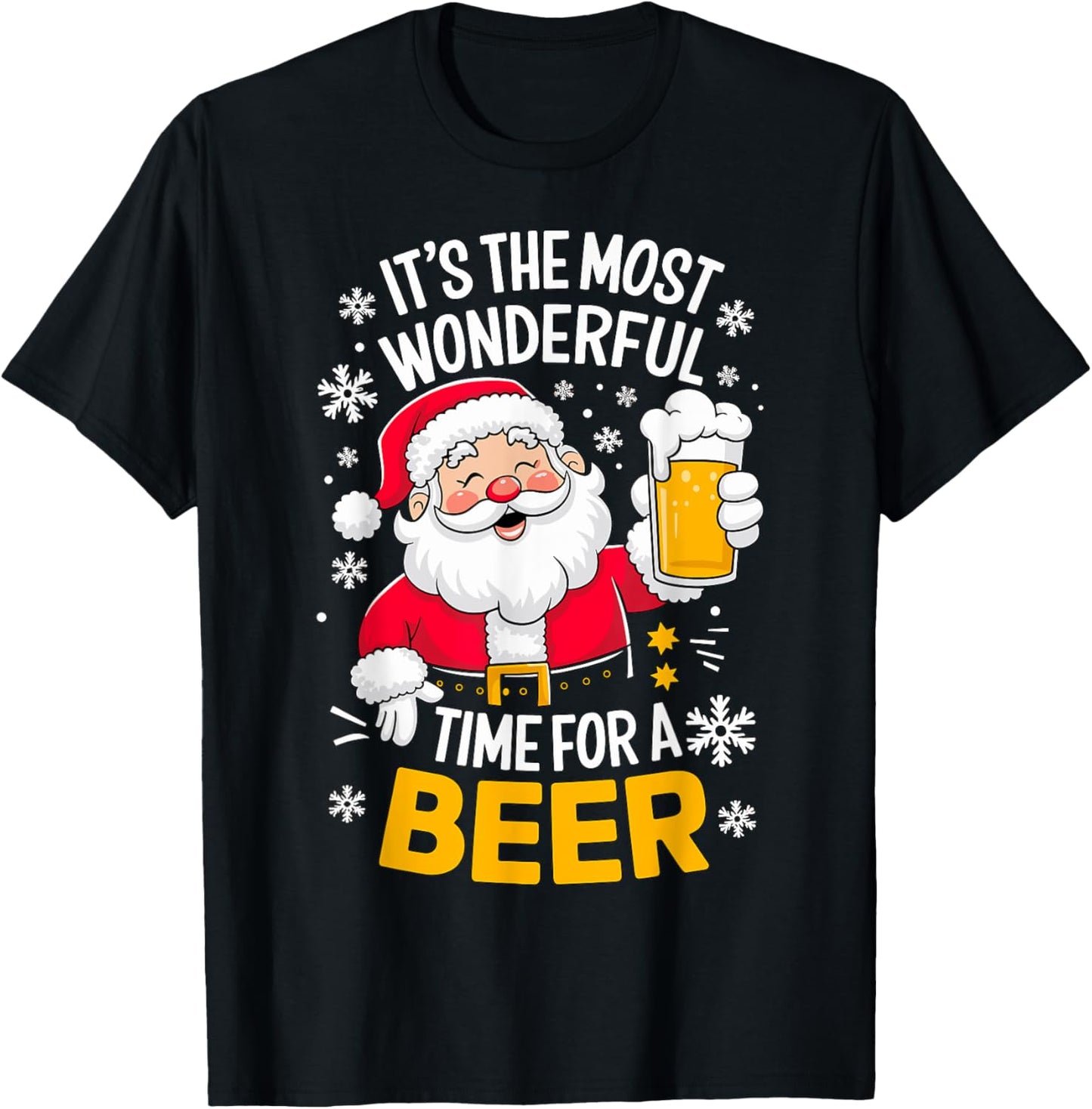 It's the most wonderful Time for a Beer Santa Christmas T-Shirt - T-Shirt | Black