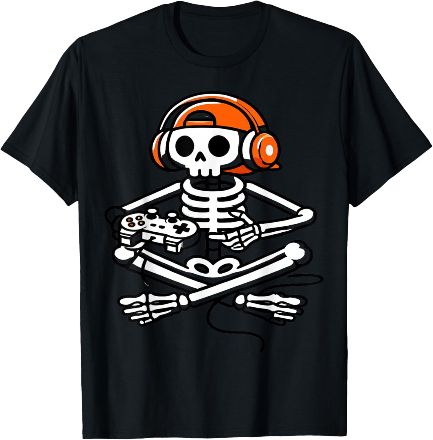 Funny Skeleton Playing Video Game Boys Men Kids T-Shirt - T-Shirt | Black