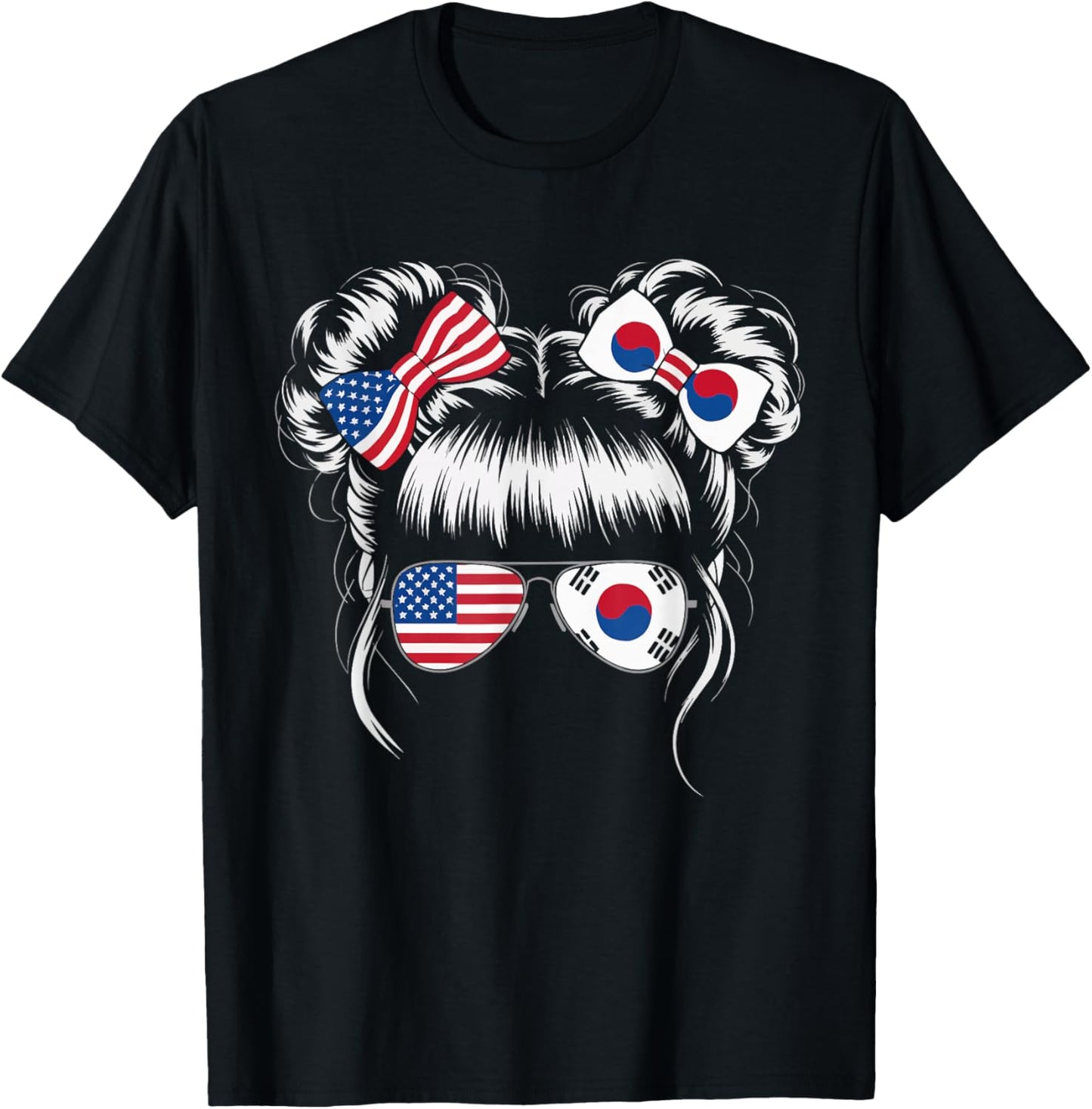Half American Half Korean USA Flag South Korea America T-Shirt - T-Shirt | Black