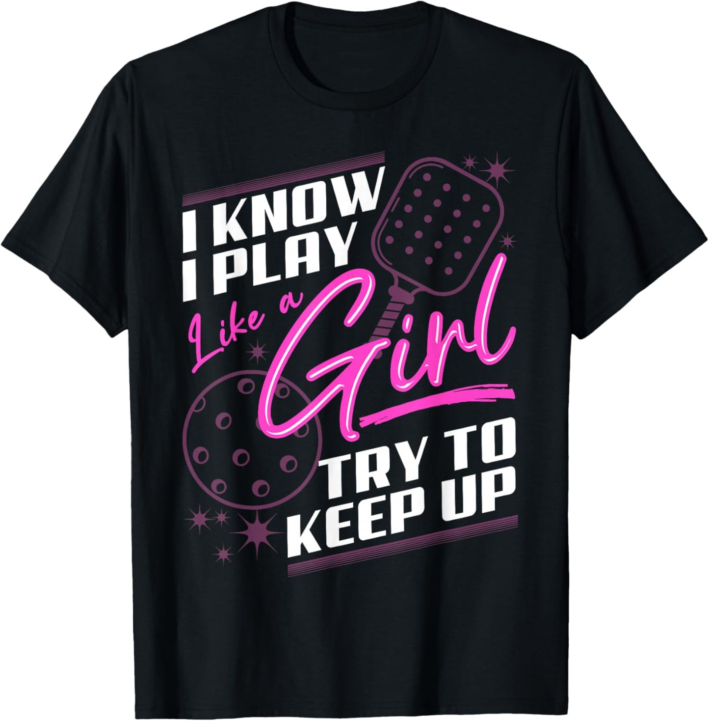 Funny pickleball sayings design Retro Paddle Court T-Shirt - T-Shirt | Black