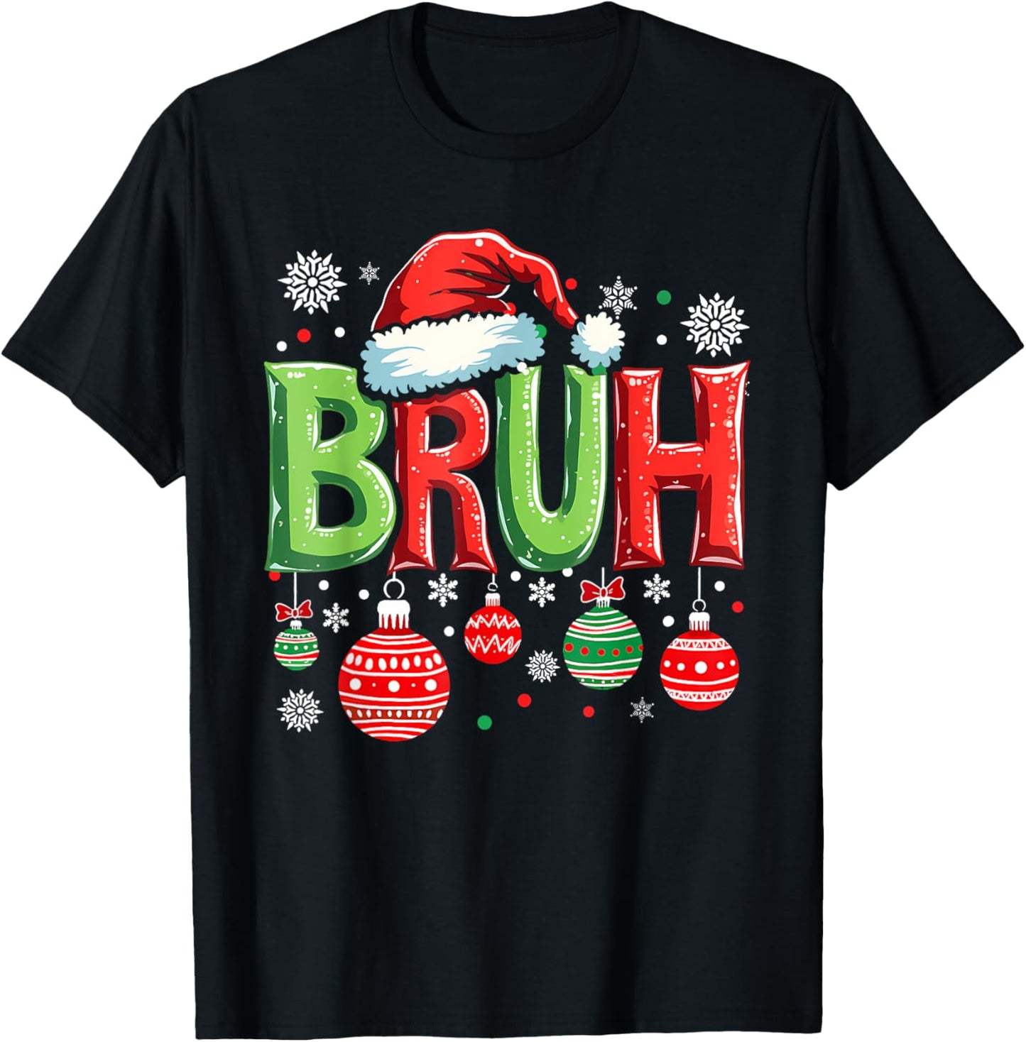 Christmas Bruh Meme Funny Saying Bro Greeting Teens Boy Girl T-Shirt - T-Shirt | Black