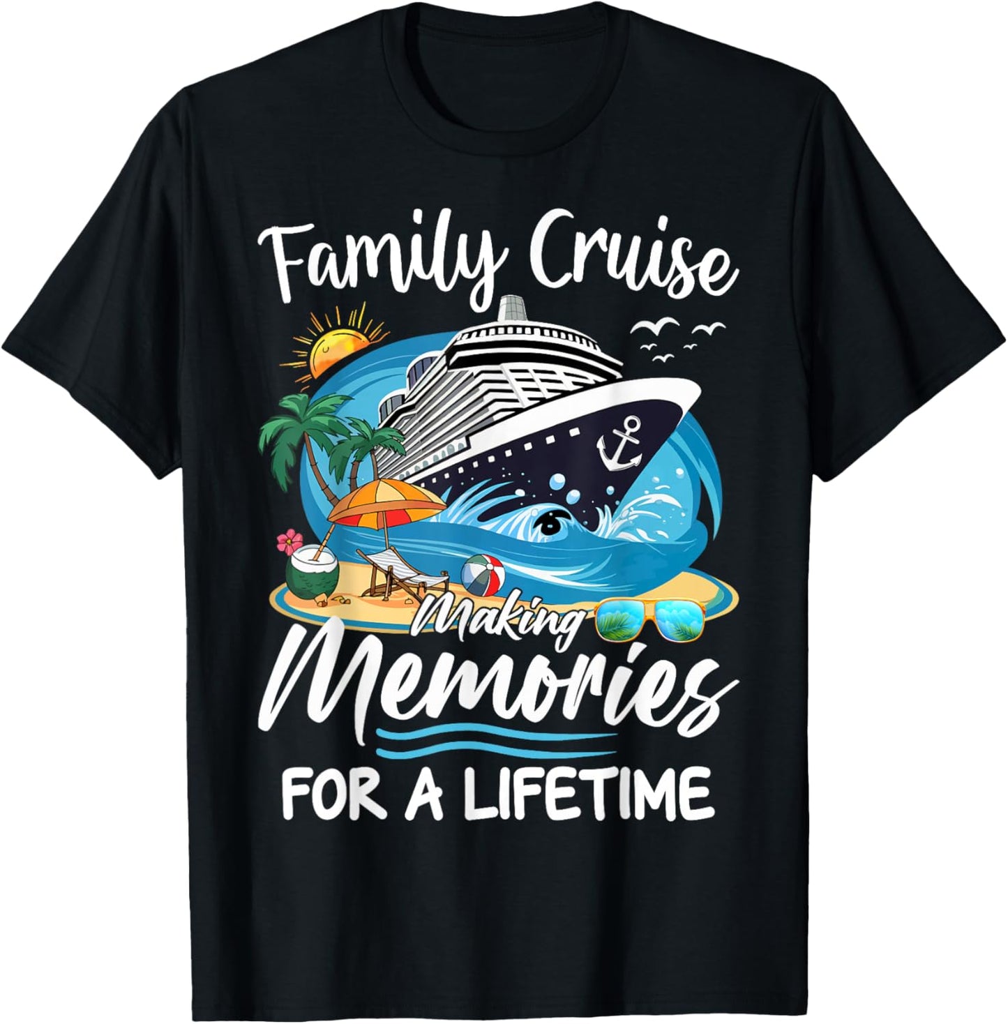 Cruise Party Vacation Trip Family Matching Outfit. , Black, Small, Short Sleeve, , Polyester, Letter Print, Celebration, Vacation, Casual, All Seasons T-Shirt - T-Shirt | Black