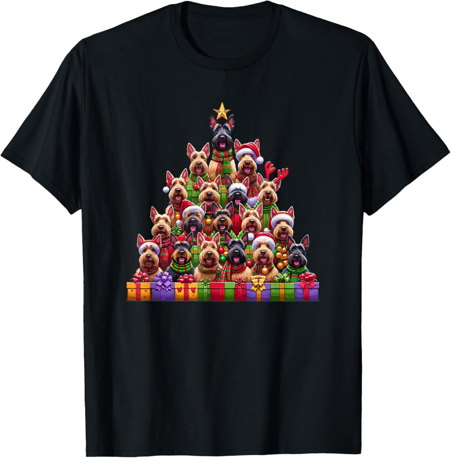 Christmas Tree Scottish Terrier Scottie Terriers T-Shirt - T-Shirt | Black