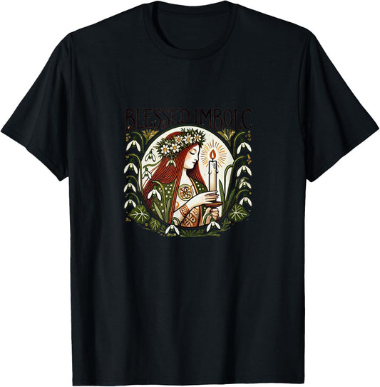 Blessed Imbolc Goddess Illustration Brigid Goddesses T-Shirt - T-Shirt | Black