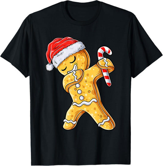 Christmas Gingerbread Man Dabbing Cool Cookie Dab Xmas Kids T-Shirt - T-Shirt | Black