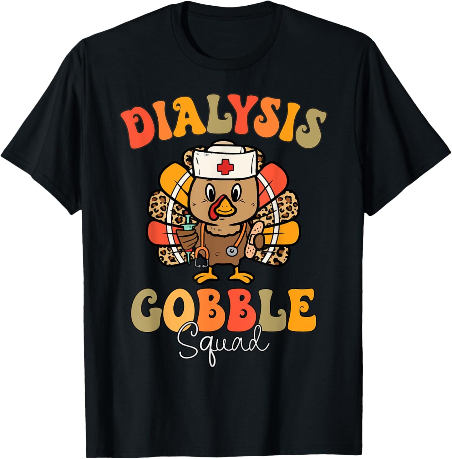 Dialysis Nurse Gobble Squad Thanksgiving Hemodialysis T-Shirt - T-Shirt | Black