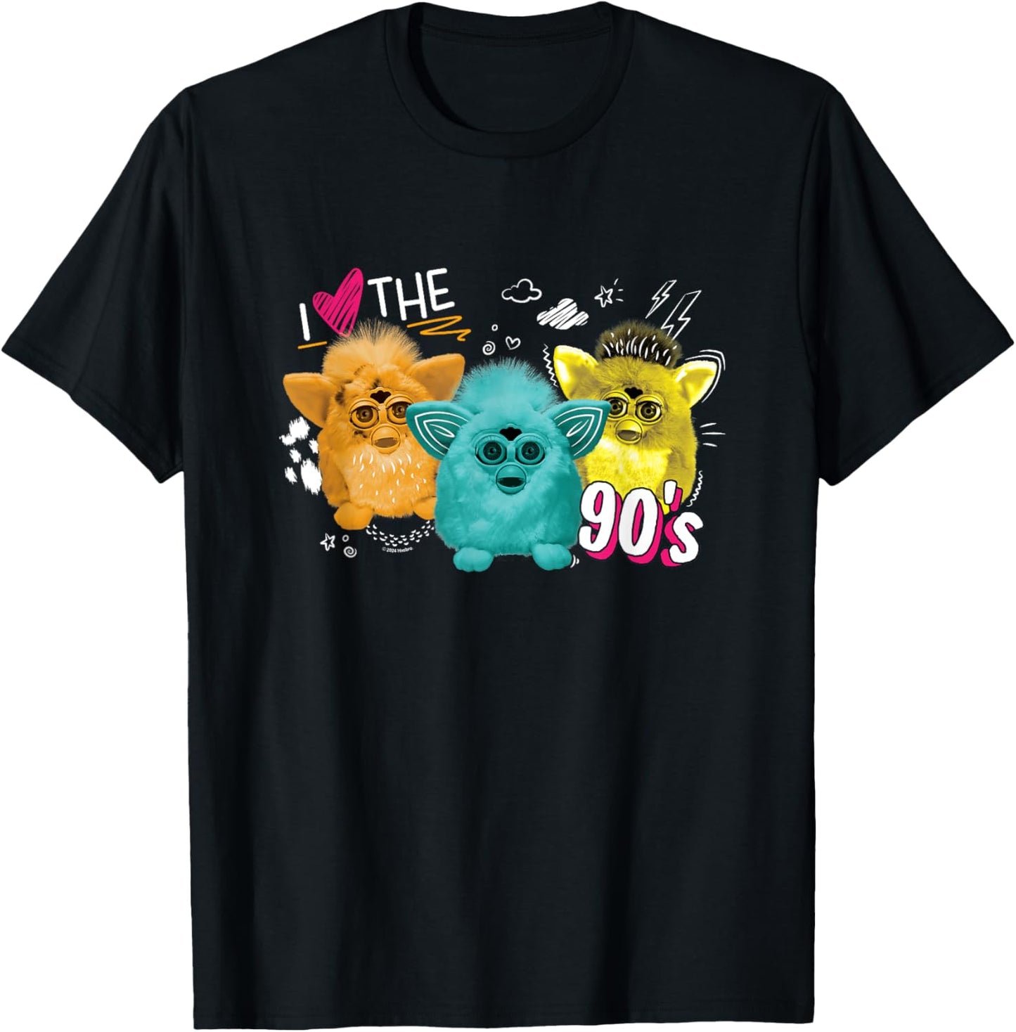 Furby I Love The 90's Bear Snowball Wolf Retro Chest Logo T-Shirt - T-Shirt | Black