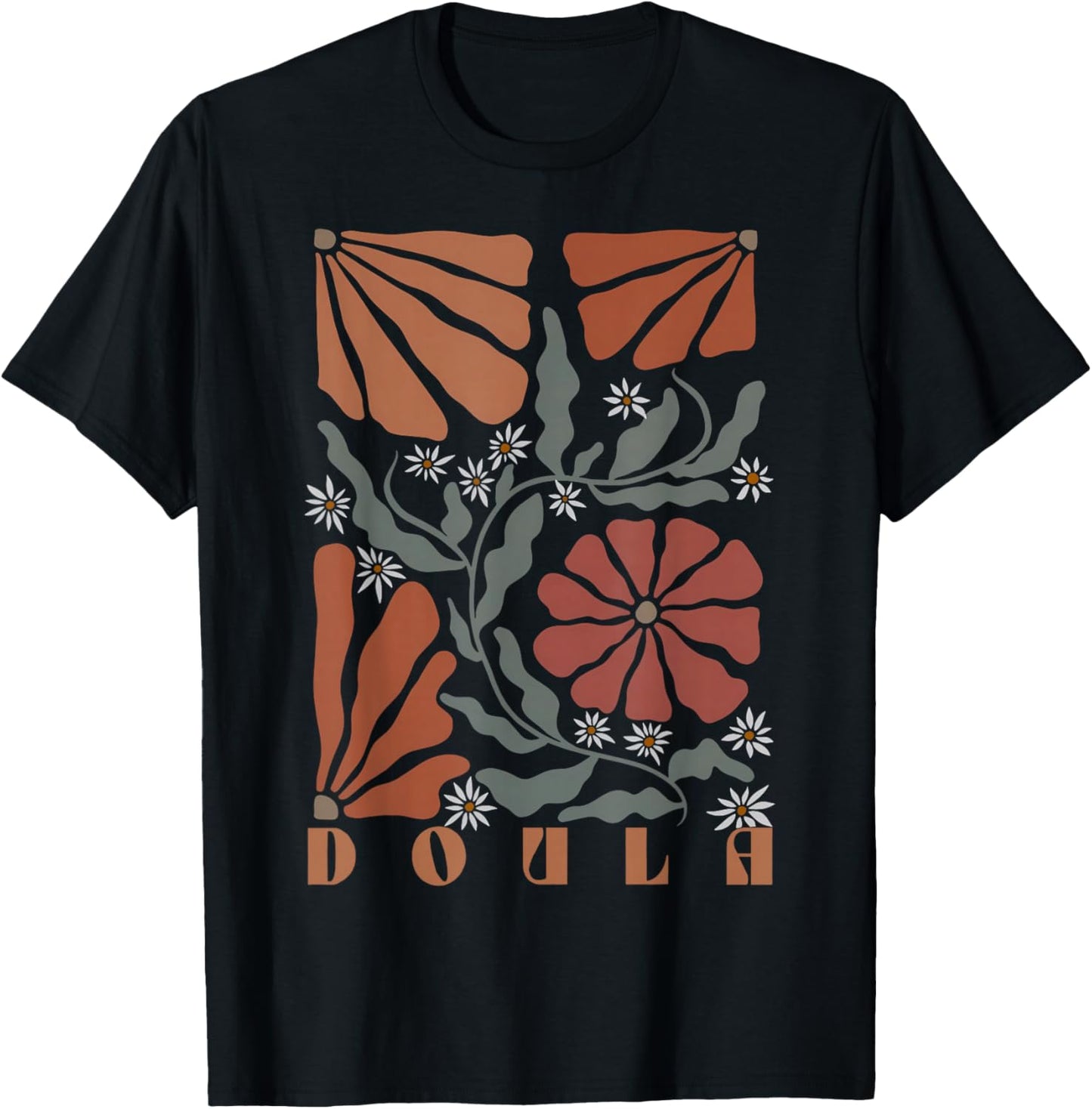 Boho Floral Doula OB Nurse Coach Lactation Consultant T-Shirt - T-Shirt | Black