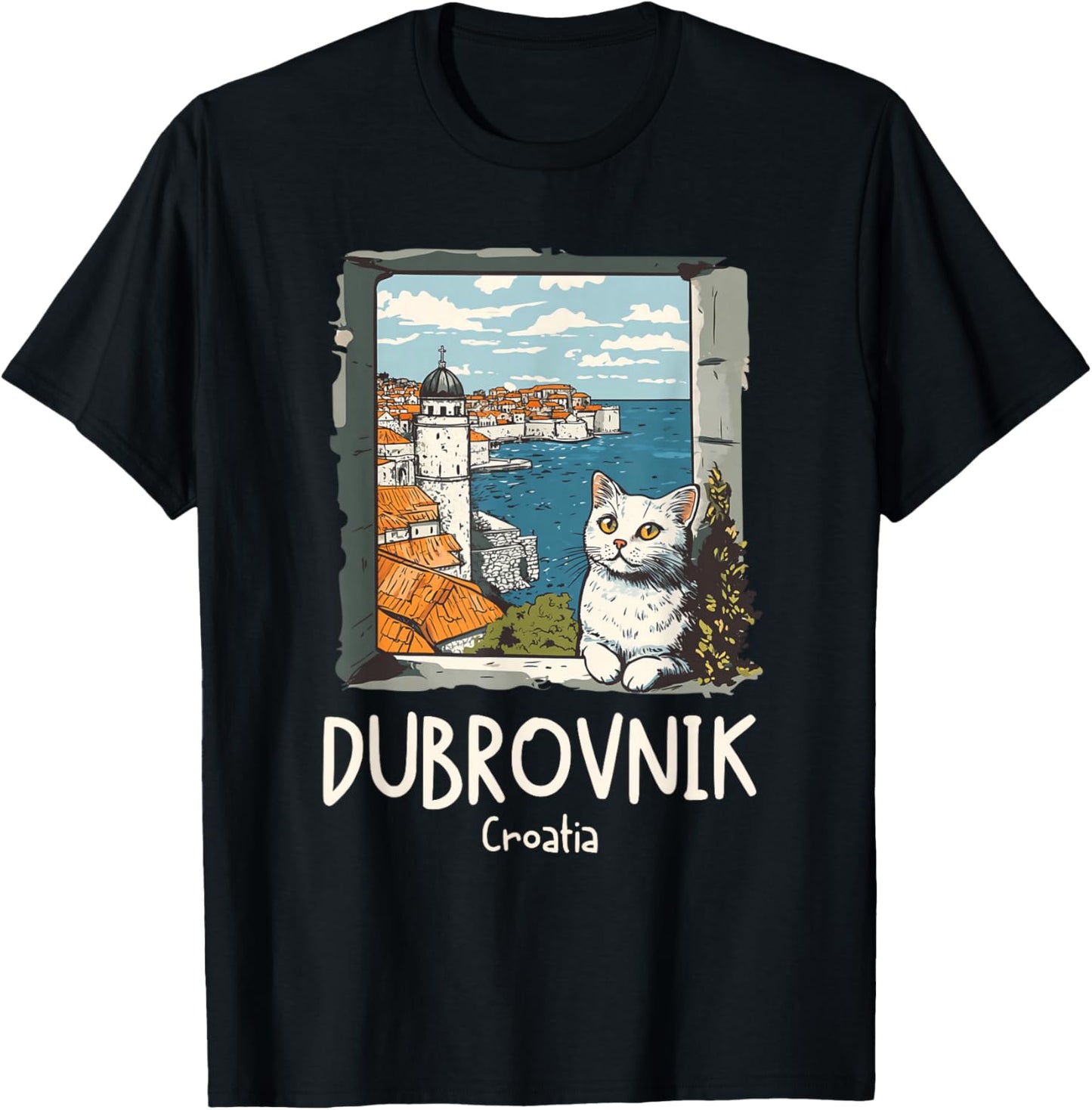 Dubrovnik Croatia Cat / Dubrovnik T-Shirt - T-Shirt | Black