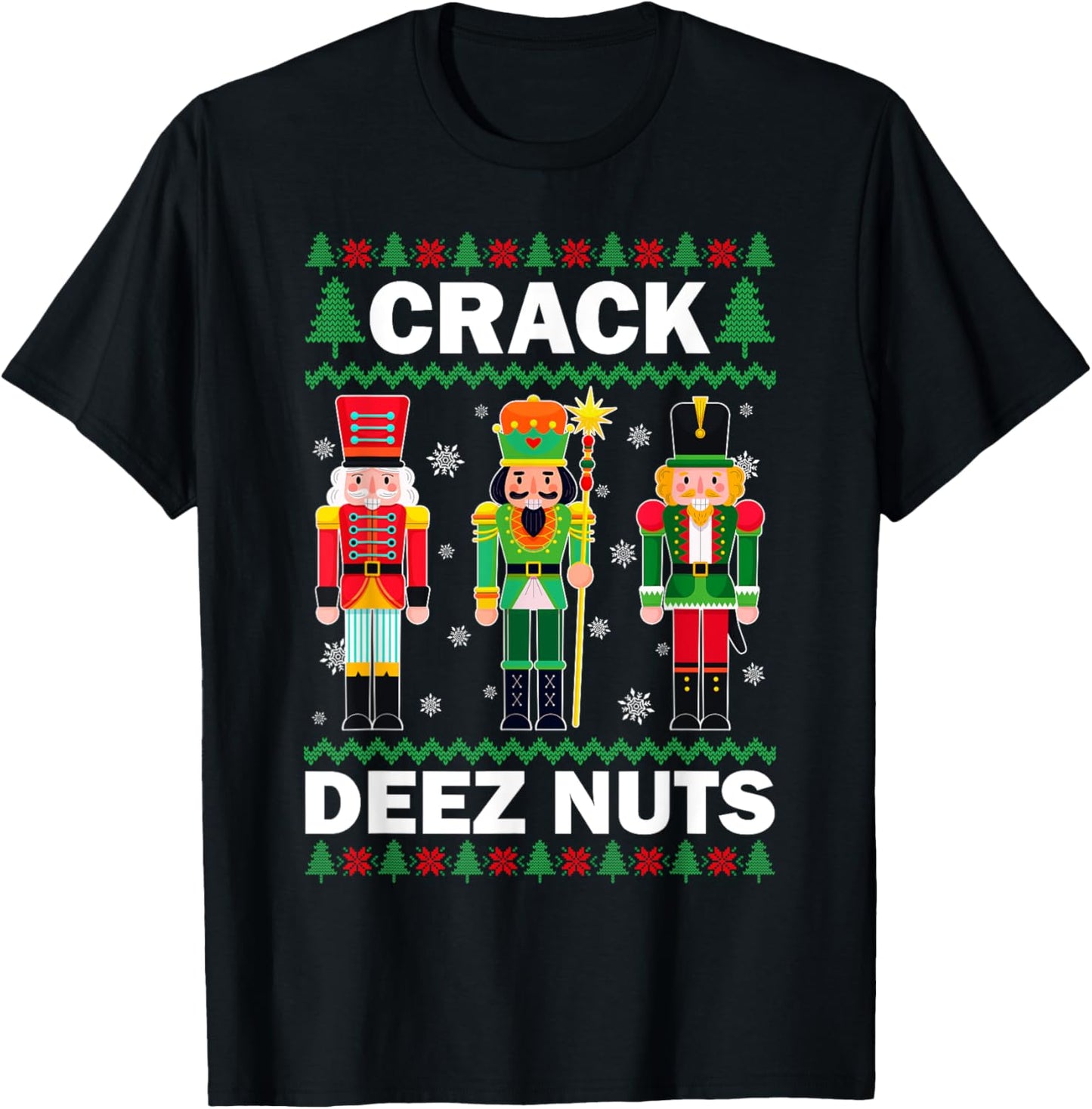 Crack Deez Nuts Funny Christmas T-Shirt - T-Shirt | Black