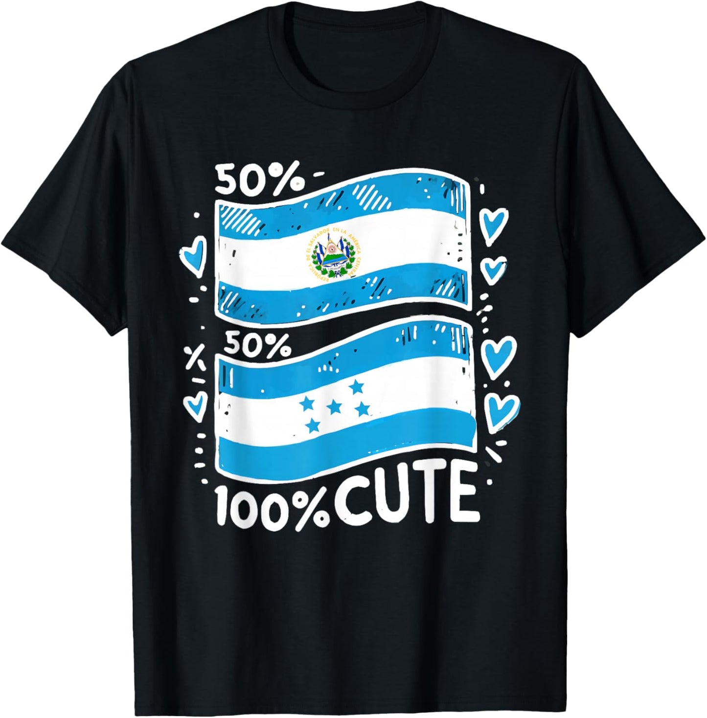 Half Salvadorian Half Honduran Honduras Flag El Salvador T-Shirt - T-Shirt | Black
