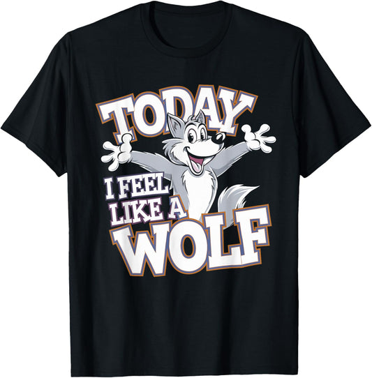 Childrens Today I feel like a Wolf Fun Animal Cool Wolves T-Shirt - T-Shirt | Black
