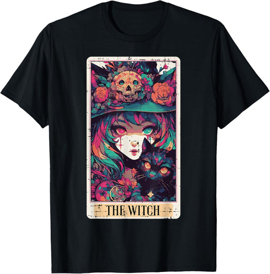 Halloween Tarot The Witch Card Cat Costume Women Girls Kids T-Shirt - T-Shirt | Black
