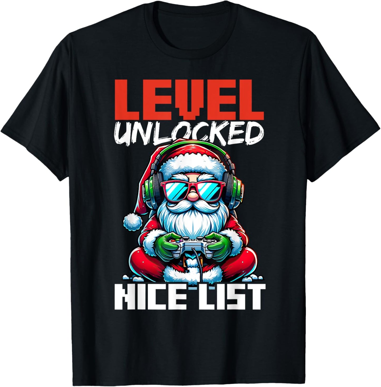 Christmas Gamer Boys Nice List Video Game Santa Xmas T-Shirt - T-Shirt | Black