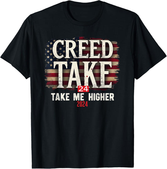 Creed '24 Take Me Higher Vintage Vintage USA Flag Gift T-Shirt - T-Shirt | Black