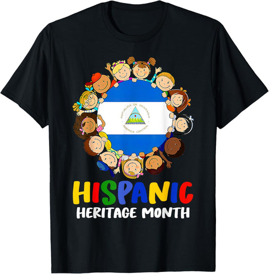 Hispanic Heritage Month Nicaragua Kids Boys Girls T-Shirt - T-Shirt | Black
