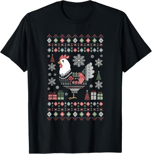 Chicken Ugly Christmas T-Shirt - T-Shirt | Black