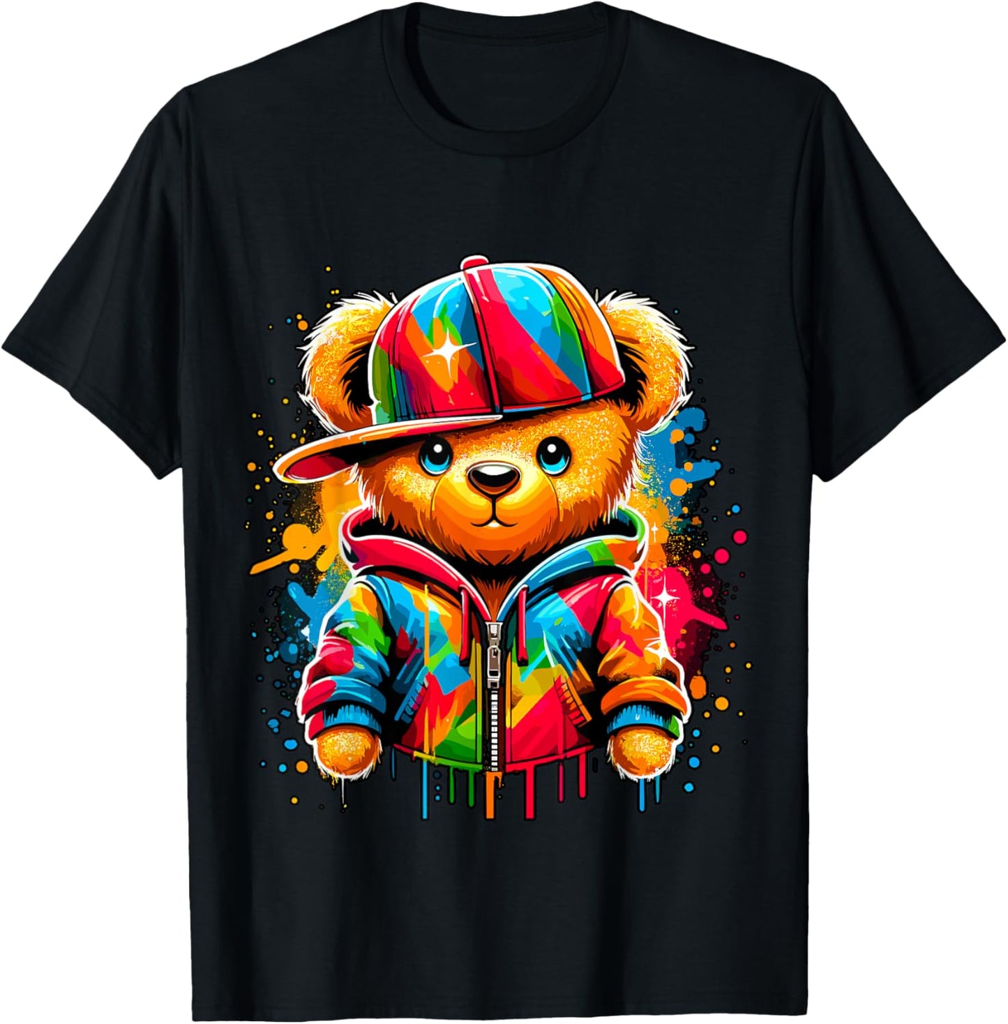 Colorful Hip Hop Teddy Bear Rap Music T-Shirt - T-Shirt | Black