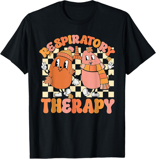 Thanksgiving Respiratory Therapy Therapist Fall Autumn Lung T-Shirt - T-Shirt | Black