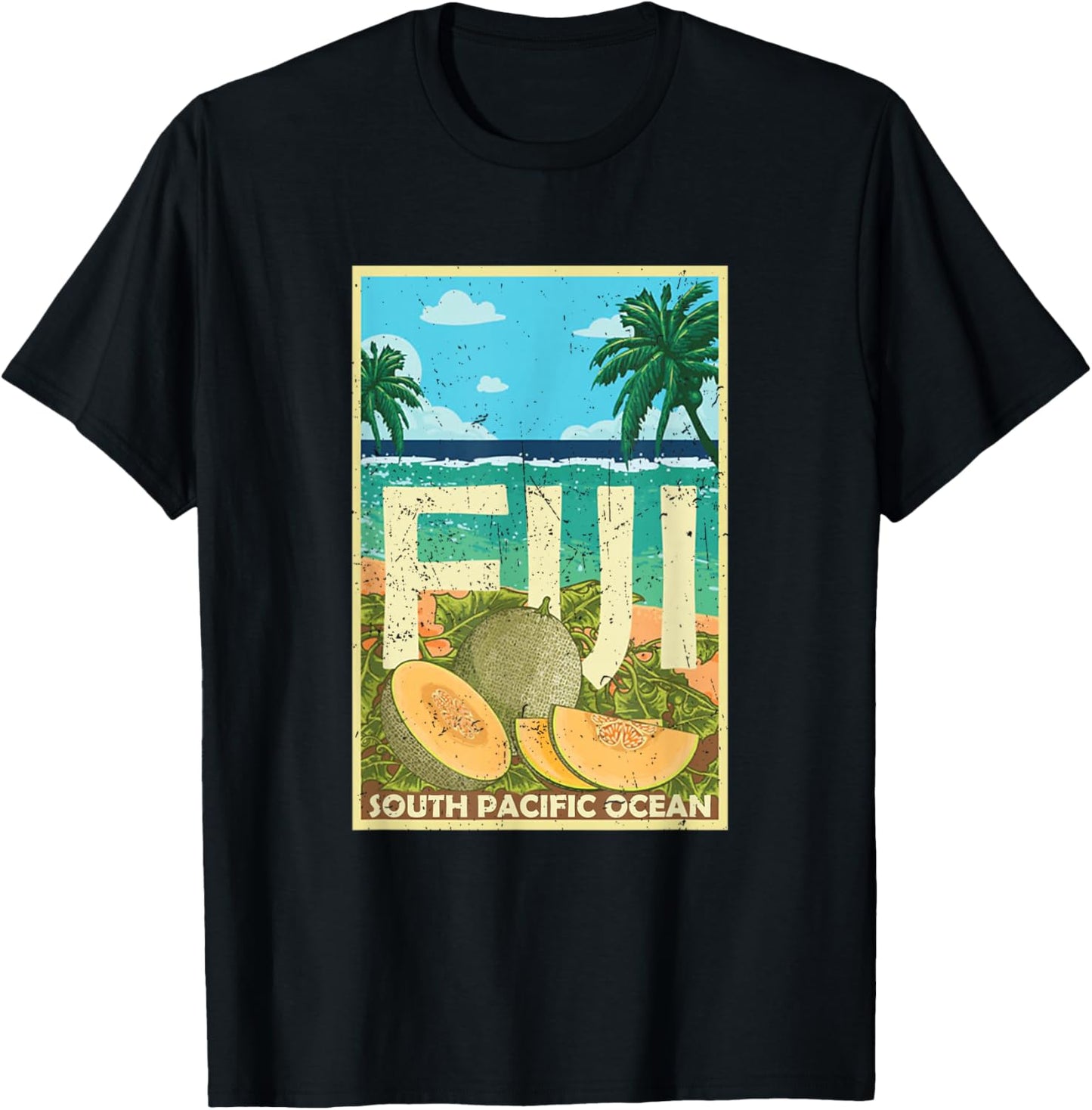 Vintage Distressed Fiji Islands South Pacific Ocean Vacation T-Shirt - T-Shirt | Black