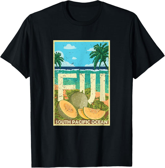 Vintage Distressed Fiji Islands South Pacific Ocean Vacation T-Shirt - T-Shirt | Black
