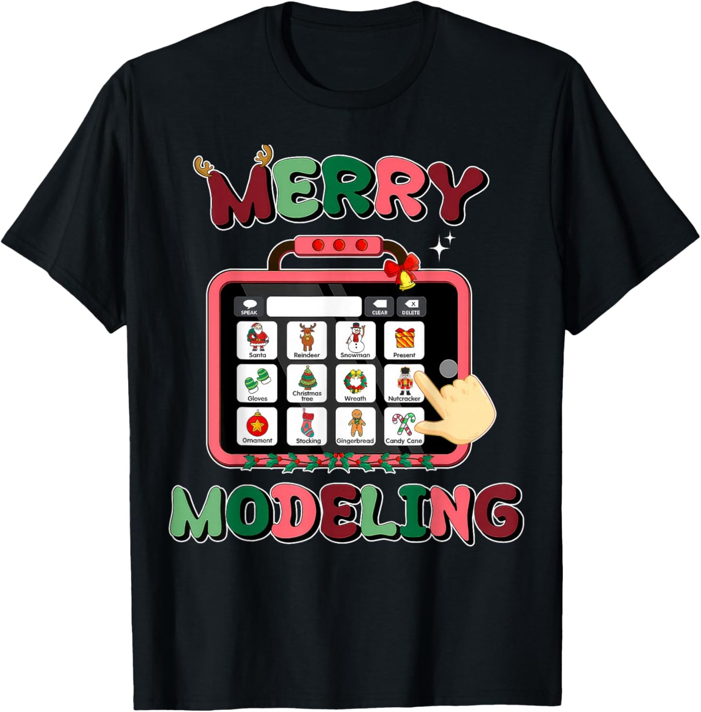 Merry Modeling Speech Language Pathologist SLP Christmas T-Shirt - T-Shirt | Black