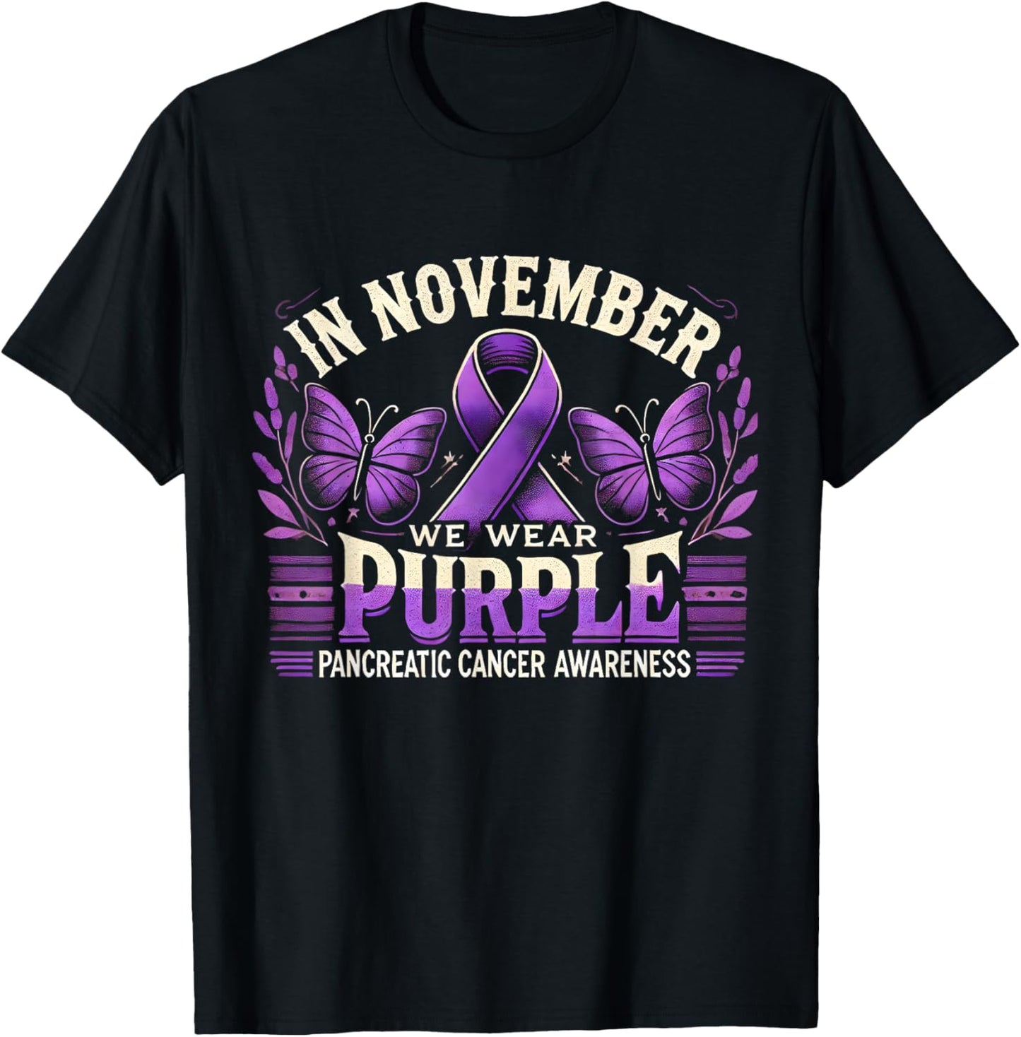 In November We Wear Purple Pancreatic Cancer Awareness Month T-Shirt - T-Shirt | Black