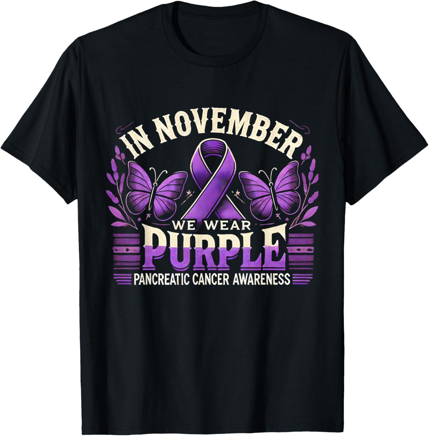 In November We Wear Purple Pancreatic Cancer Awareness Month T-Shirt - T-Shirt | Black