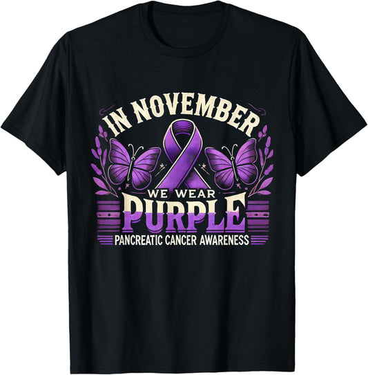 In November We Wear Purple Pancreatic Cancer Awareness Month T-Shirt - T-Shirt | Black