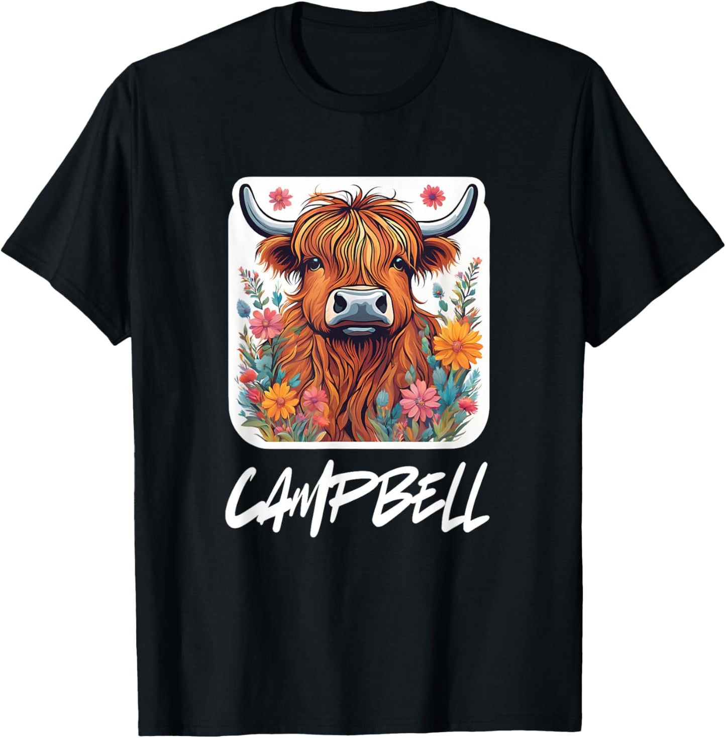 Campbell Clan Highland Cow Scottish Family Name Party T-Shirt - T-Shirt | Black