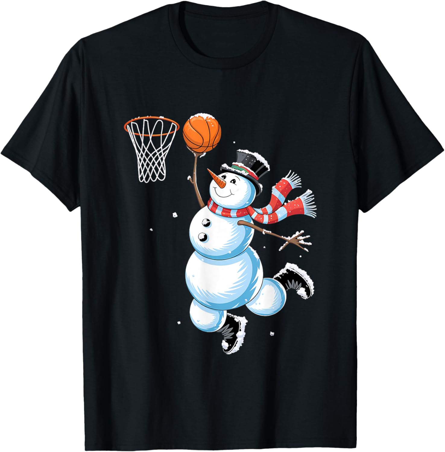 Snowman Basketball Christmas Shirt Boys Christmas Basketball T-Shirt - T-Shirt | Black