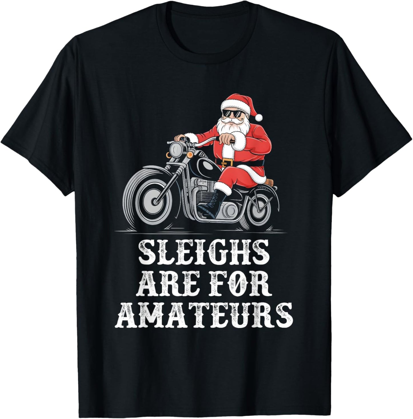 Christmas Funny Santa Claus Humor X-Mas Vacation Motorcycle T-Shirt - T-Shirt | Black
