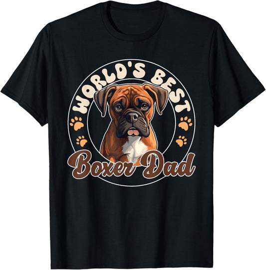 Boxer Dog Groovy World's Best Boxer Dad T-Shirt - T-Shirt | Black