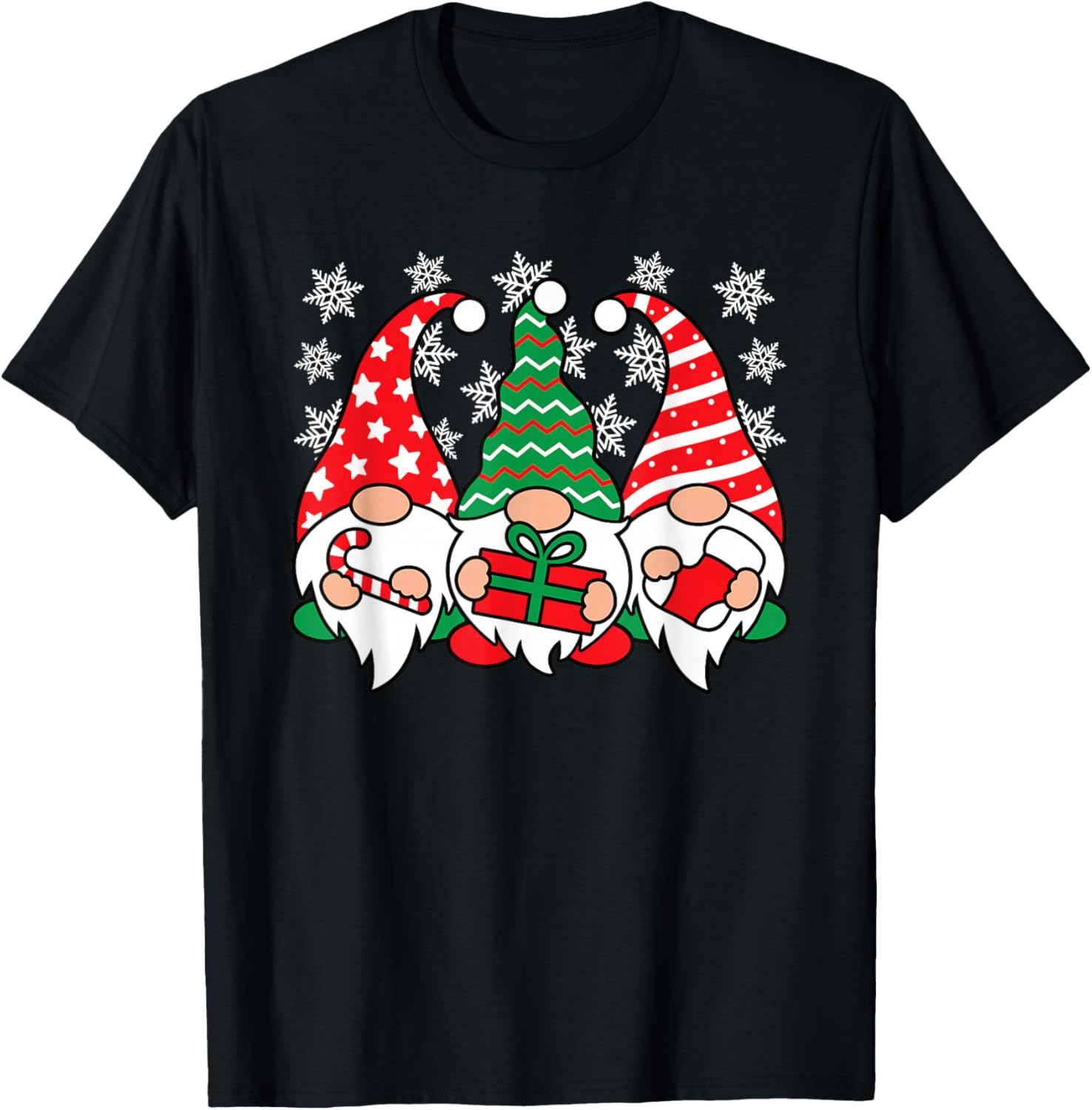 Funny Christmas Gnomes Xmas Gnome Men Women Kids T-Shirt - T-Shirt | Black