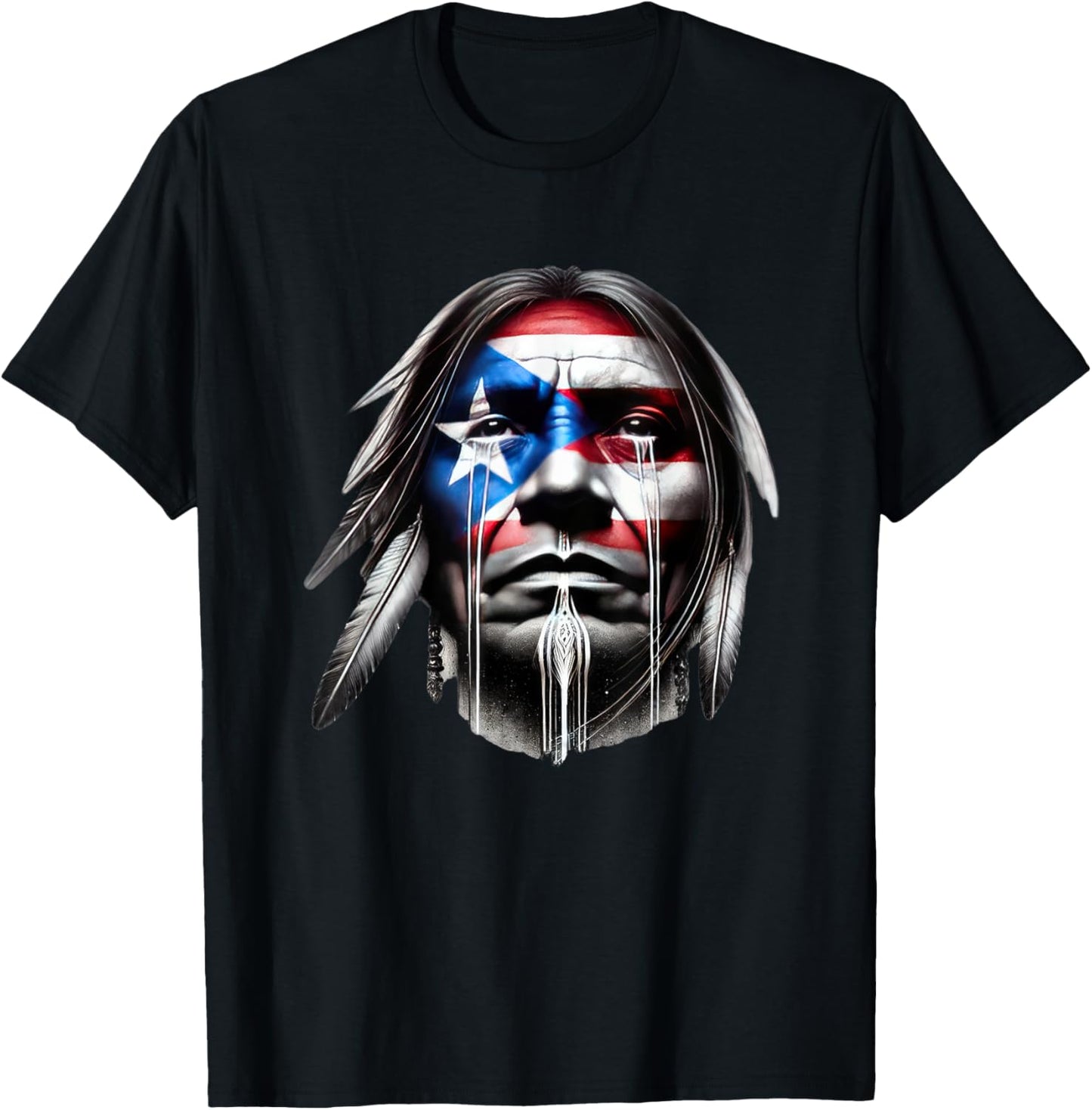 Taino Tears Protest Puerto Rican Flag Crying Native American T-Shirt - T-Shirt | Black