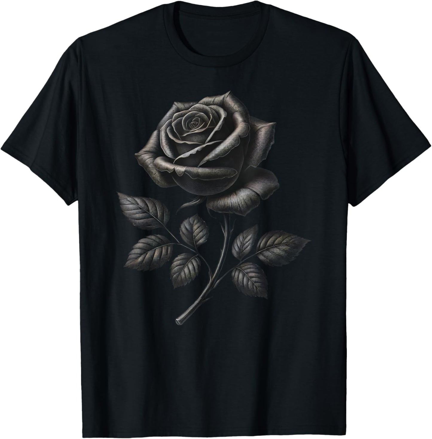 Black Rose Flower Shirt Girls Adult Goth Halloween Costume T-Shirt - T-Shirt | Black