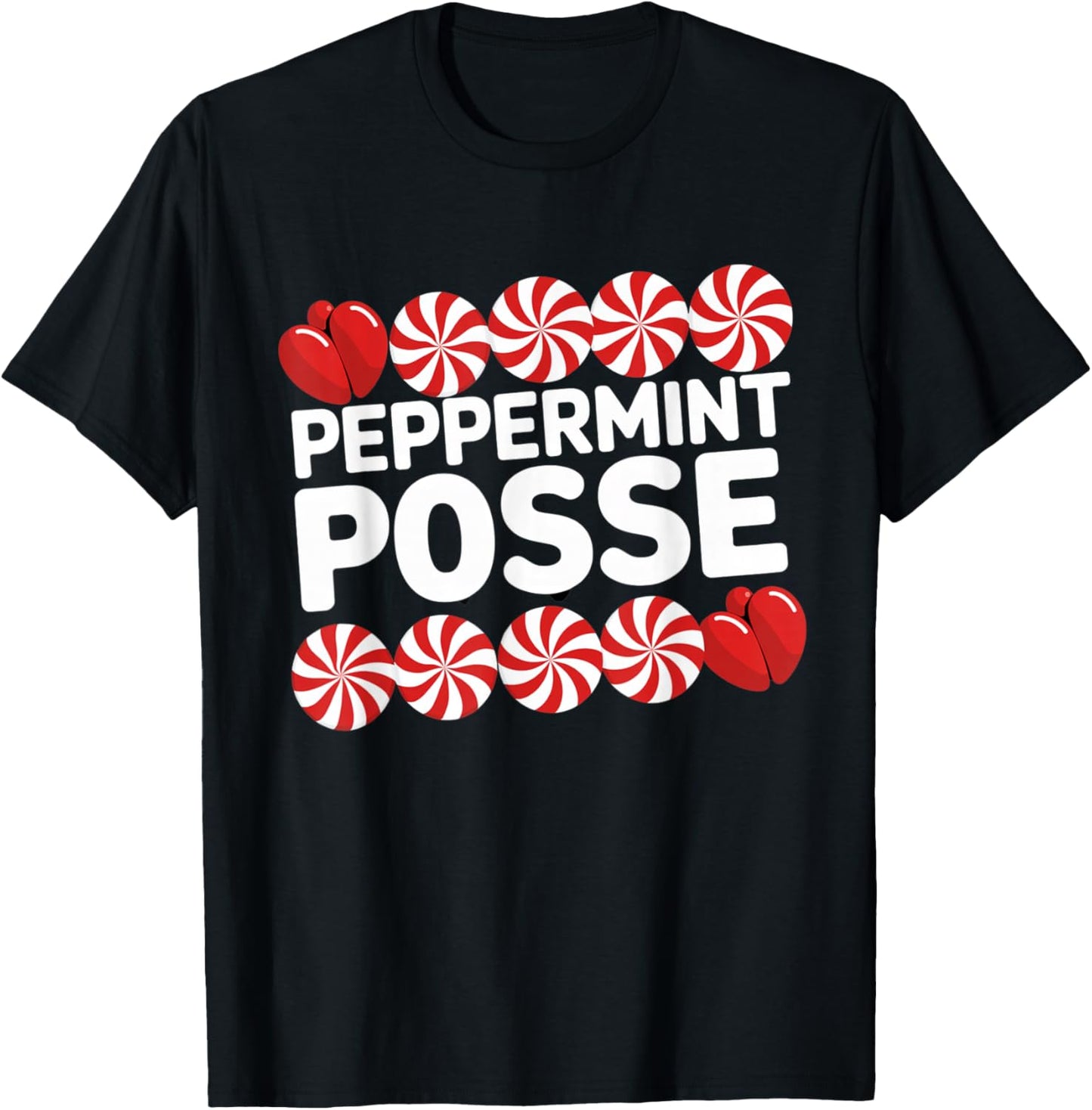 Peppermint Posse Holiday Candy Crew T-Shirt - T-Shirt | Black