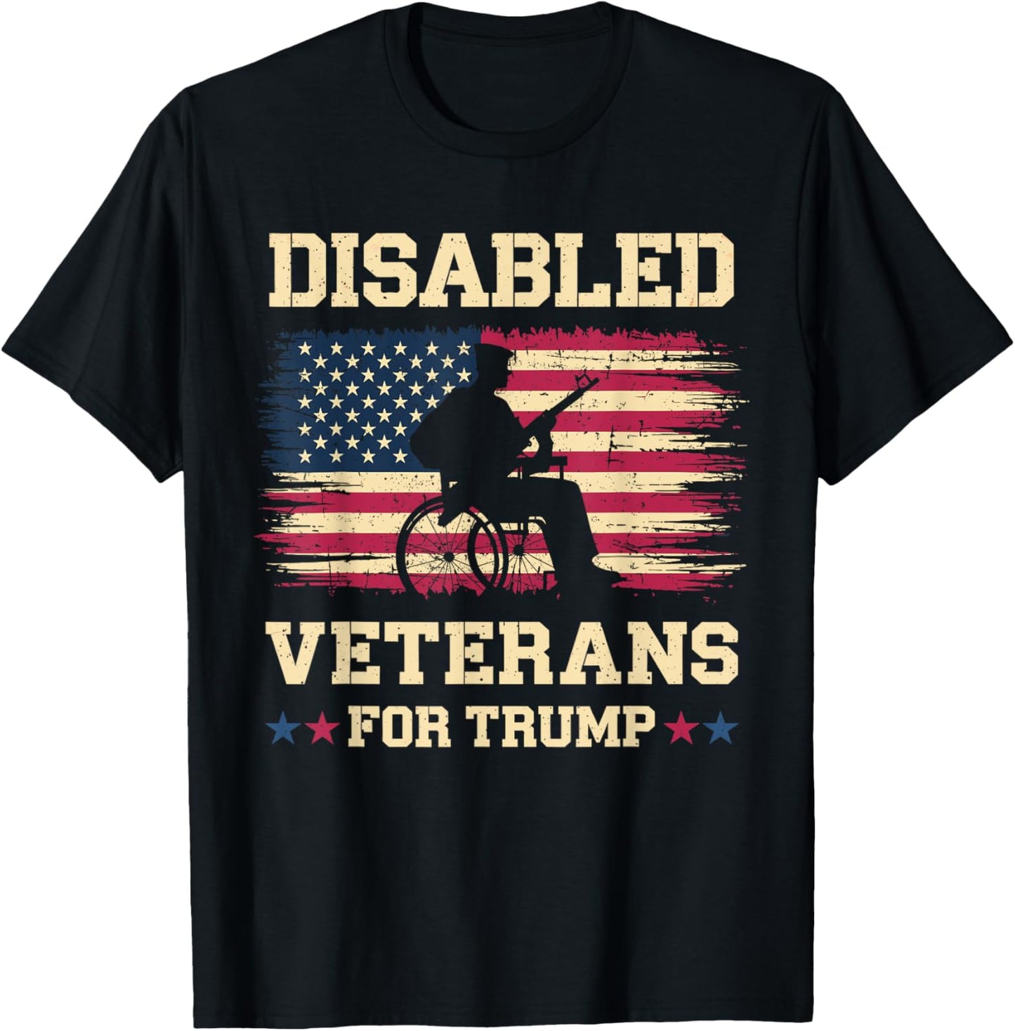 Disabled Veterans for Trump 2024 Election American Flag T-Shirt - T-Shirt | Black