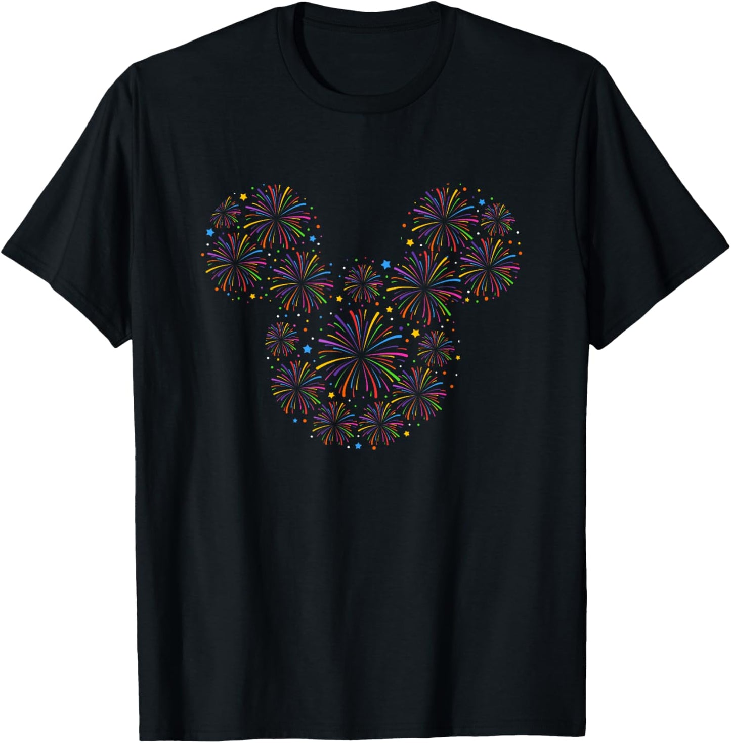 Disney Mickey And Friends Firework Mickey Silhouette Logo T-Shirt - T-Shirt | Black