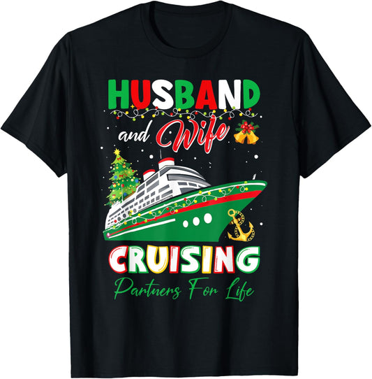 Husband And Wife Cruising Partners Life Christmas Matching T-Shirt - T-Shirt | Black