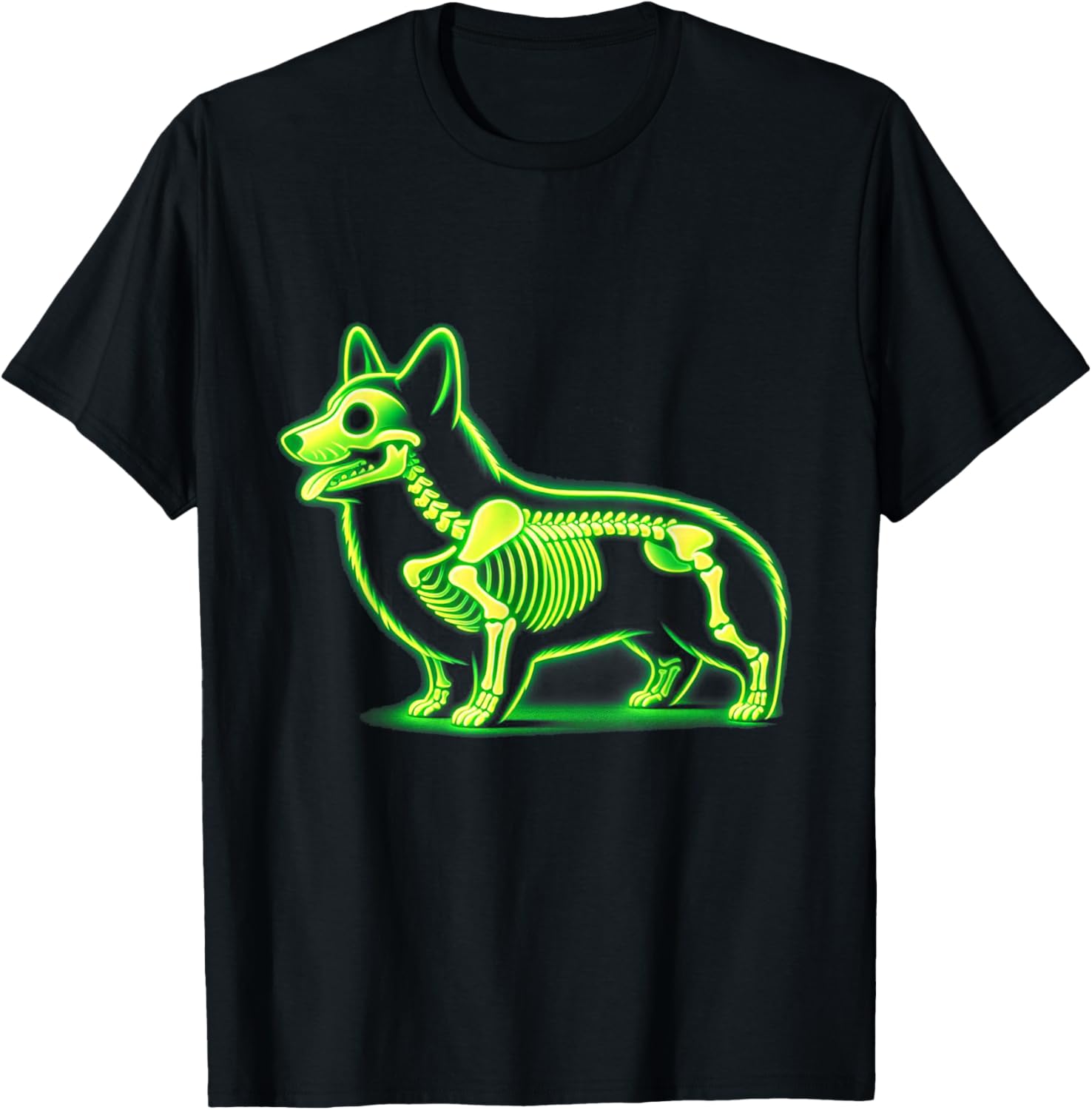 Corgi Skeleton Halloween Dog Lovers Rib Cage X-ray Men Women Kids T-Shirt - T-Shirt | Black