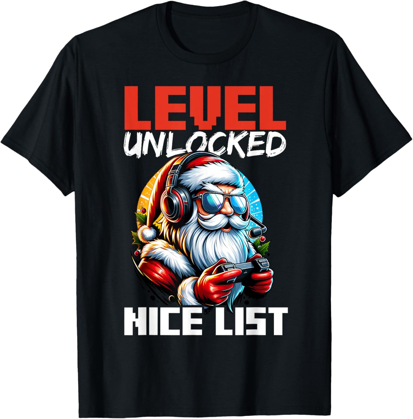 Christmas Gamer Boys Nice List Video Game Santa Xmas T-Shirt - T-Shirt | Black