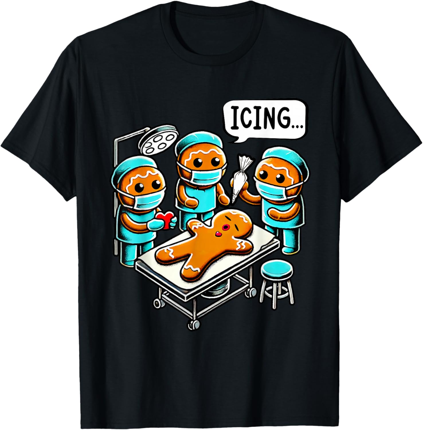 Funny gingerbread man operation cookie baking christmas T-Shirt - T-Shirt | Black