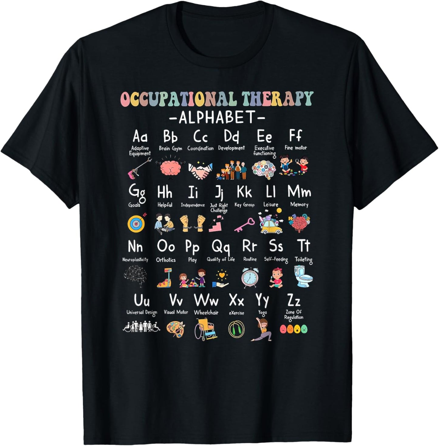 Occupational Therapy Alphabet OTA Teacher Lover ABCs T-Shirt - T-Shirt | Black