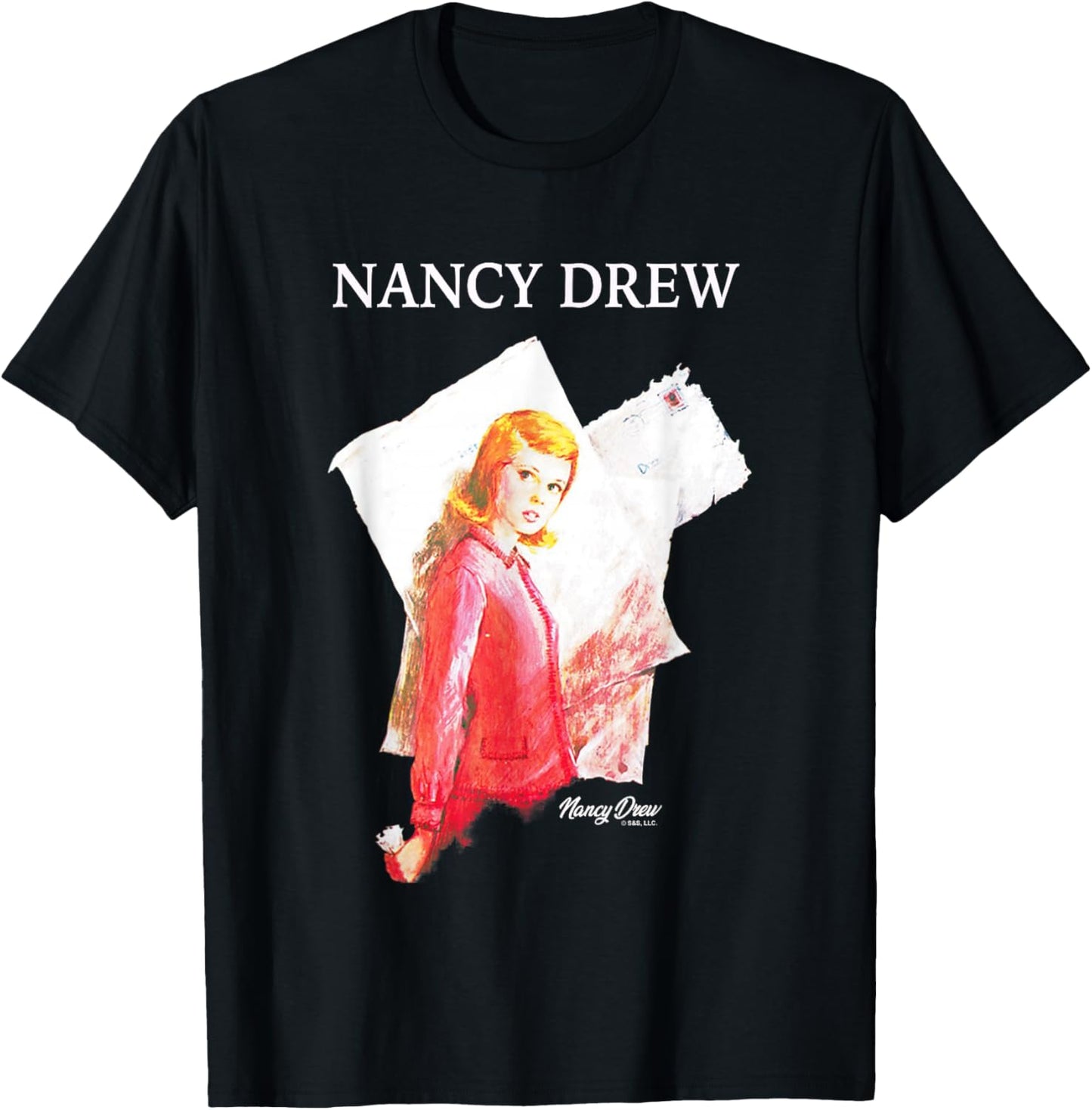 Nancy Drew Nancy's Mysterious Letter Vintage Chest Poster T-Shirt - T-Shirt | Black