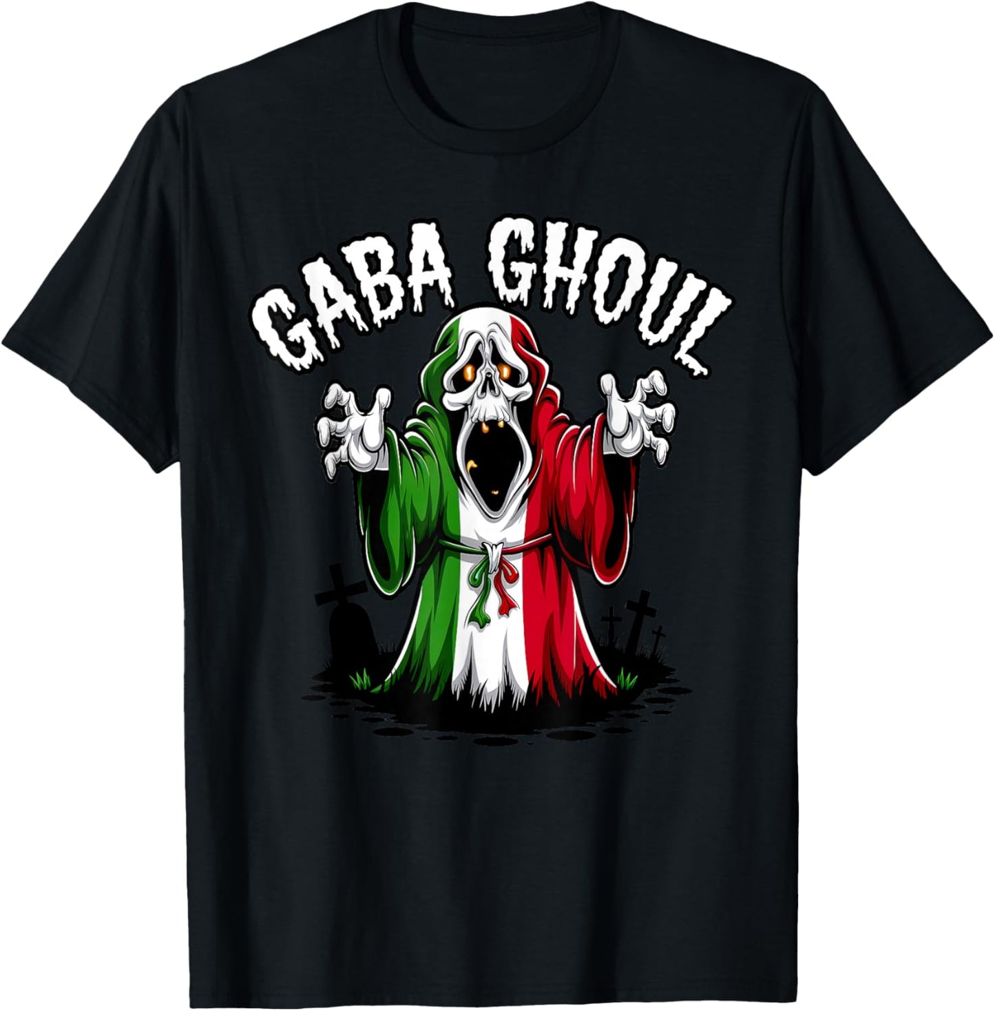Halloween Graveyard Gaba Ghoul Ghost Funny Italian Gabagool T-Shirt - T-Shirt | Black