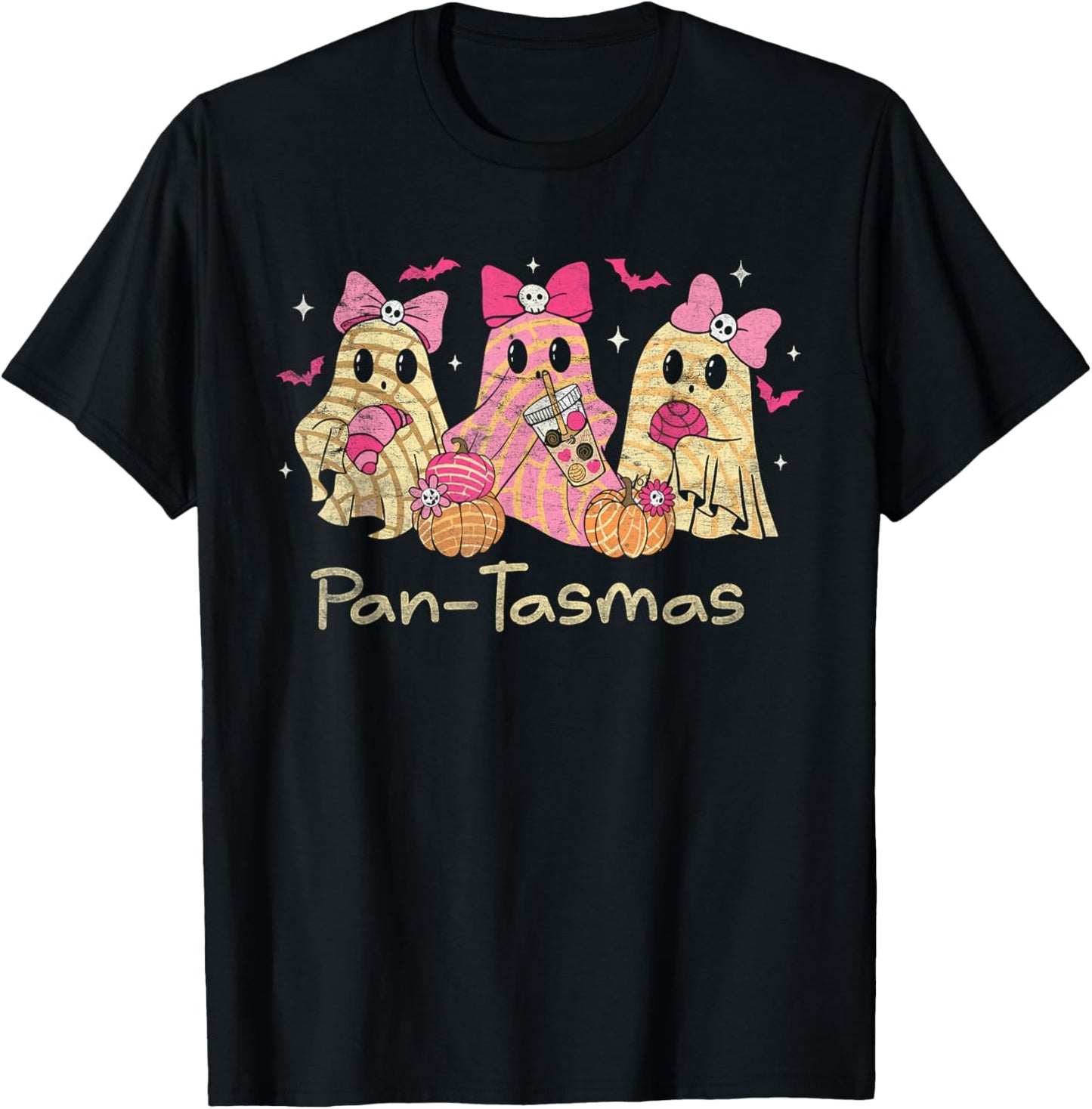 Pantasmas Ghost Funny Spooky Conchas Mexican Ghost Coquette T-Shirt - T-Shirt | Black
